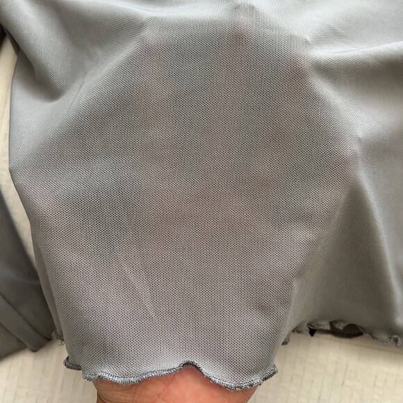 Sugar Moon Gray Mesh Bow Top XL Long Sleeve Ruffle Edge Coquette Y2K Crop - Picture 11 of 11